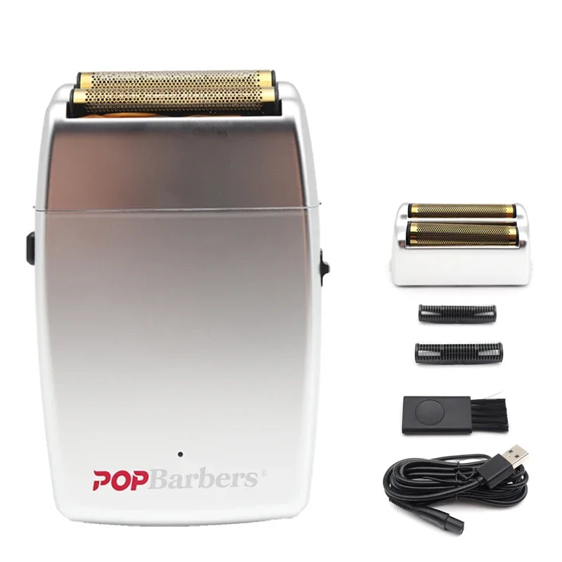 11000 RPM POP Barbers P620 Professional Electric Men's Beard Trimmer Double Foil Shaver Electric Shaver USB Hair Cutting Machine